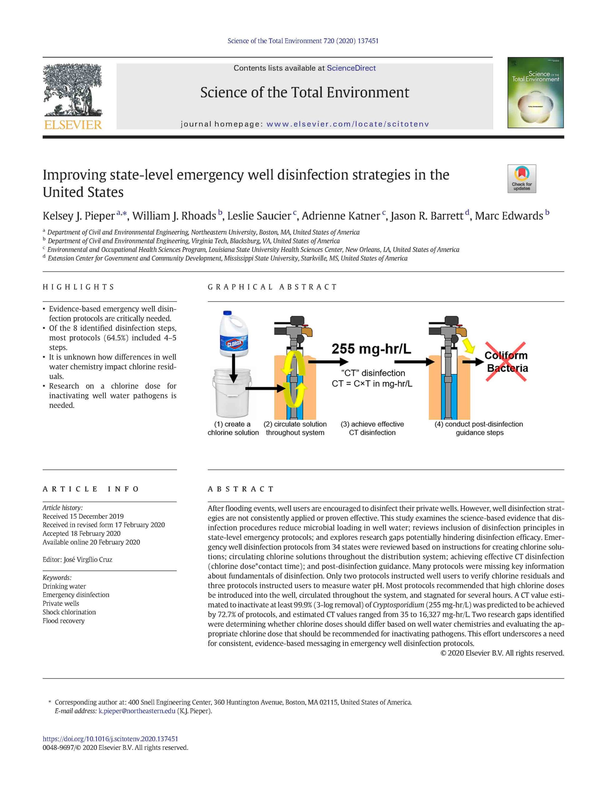 Well Disinfection Manuscript Update